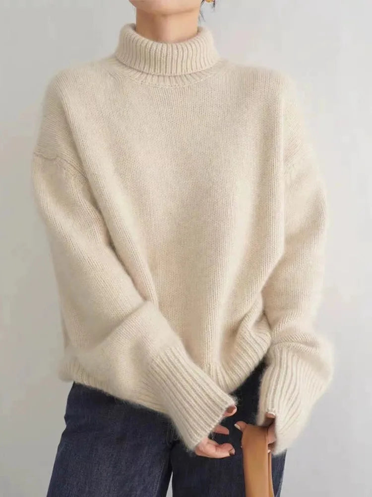 Halereth | Women's Turtleneck Sweater Relaxed Fit Cashmere Layering