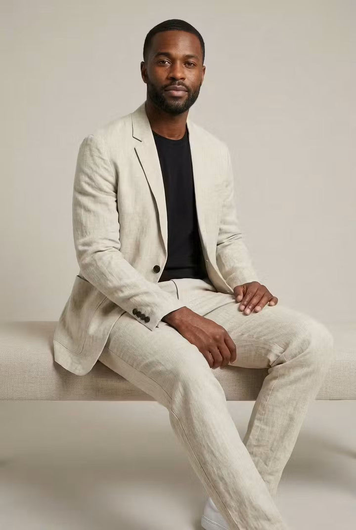 A versatile formal outfit on a plain background.