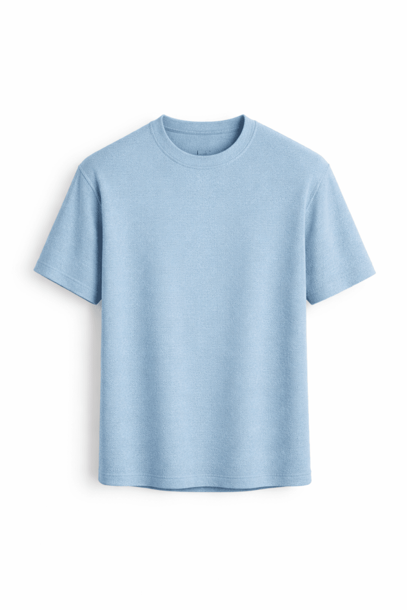 Modern crew neck top with a clean look on a plain background.