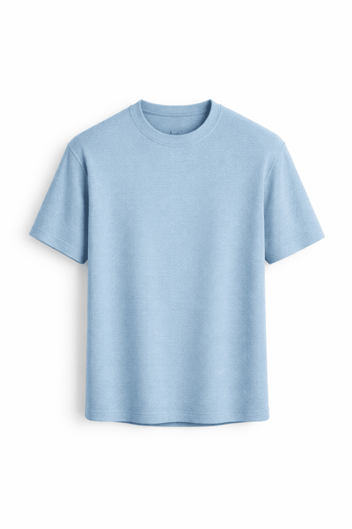Modern crew neck top with a clean look on a plain background.