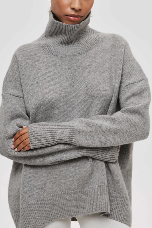 Hesperia | Women's Knit Cozy Oversized Turtleneck Sweater for — Gray