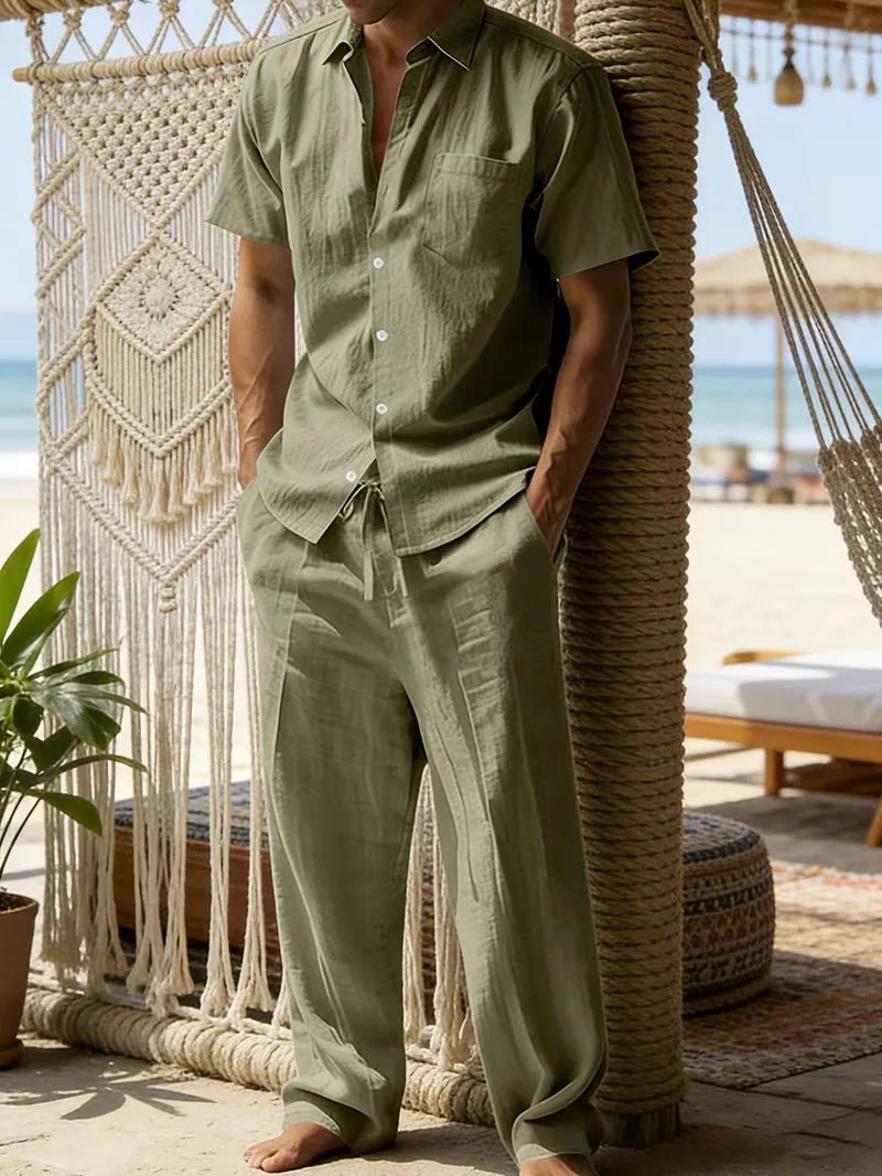 Hilda | Women's Casual Stretch two-piece set with shirt and pants Tops — Grün