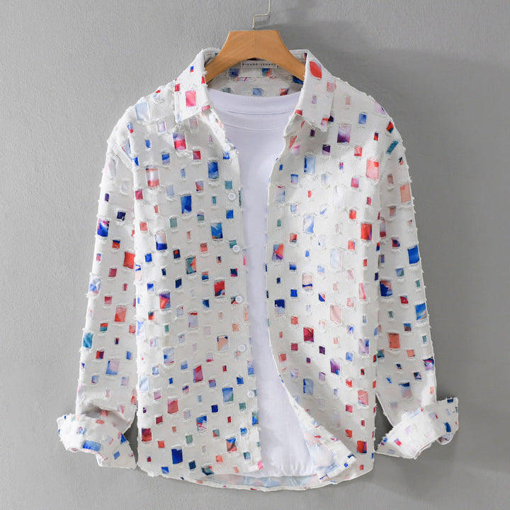 Horatio | Men's Button-Up Casual Long Sleeve Geometric Print Shirts — 1