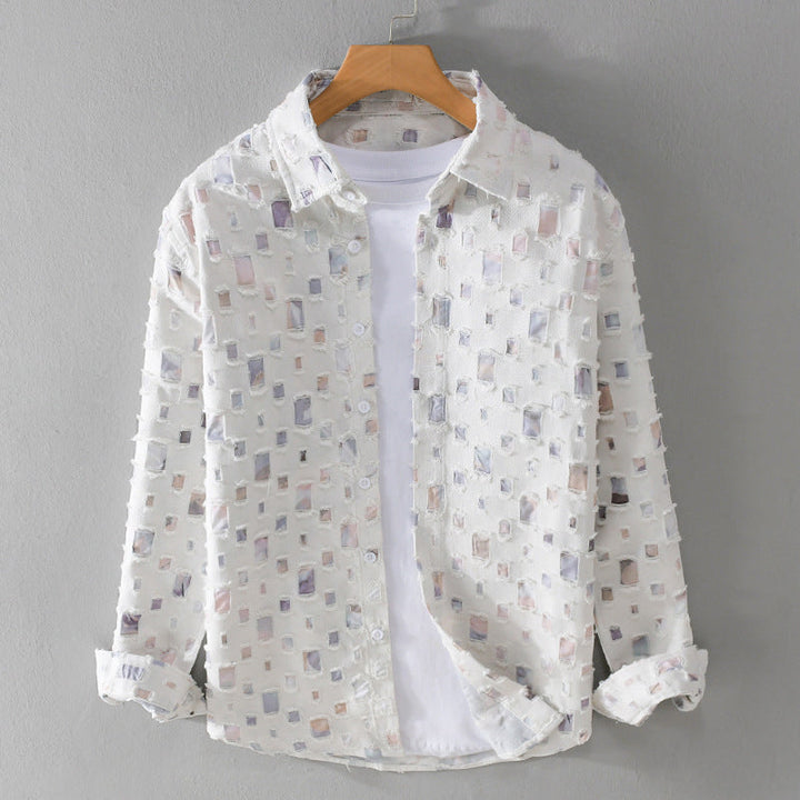 Horatio | Men's Button-Up Casual Long Sleeve Geometric Print Shirts — Light Purple