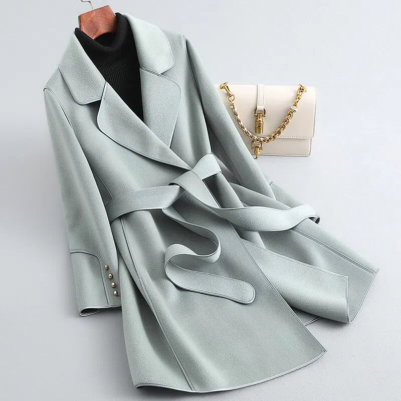 Ilsedessa | Women's Wool Trench Coat Everyday Wear - Mint Green