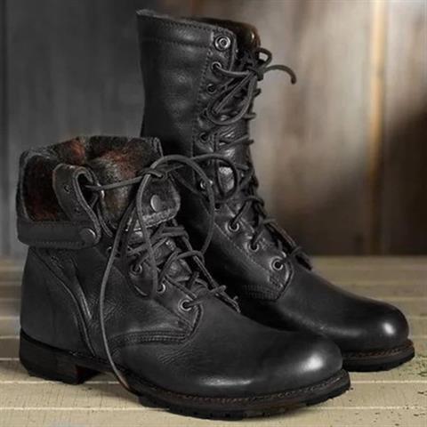 Ilsevia | Women's Lace-Up Mid-Calf Design Boots — Black