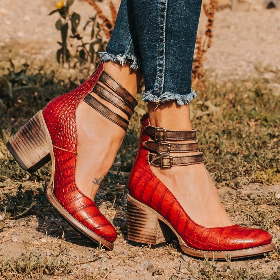 high heels in red color