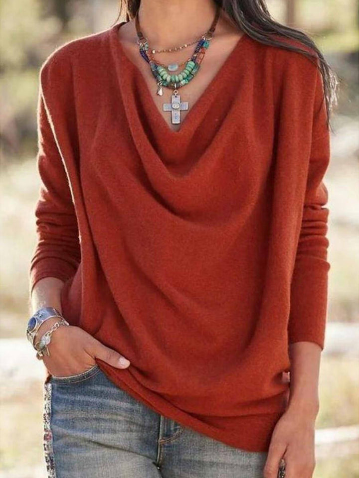 Iolanthe | Women's Knit Cozy Relaxed Fit Cowl Neck Sweater for — 1