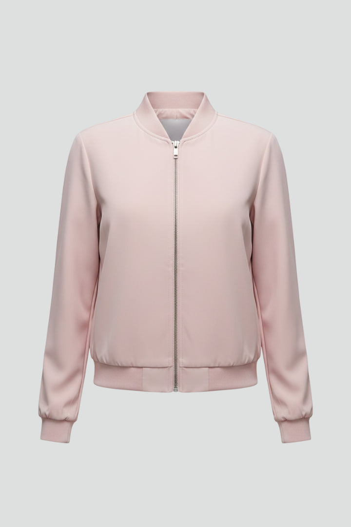 Ioneaine | Women's Bomber Jacket with Zipped Front and Straight Hem — 1