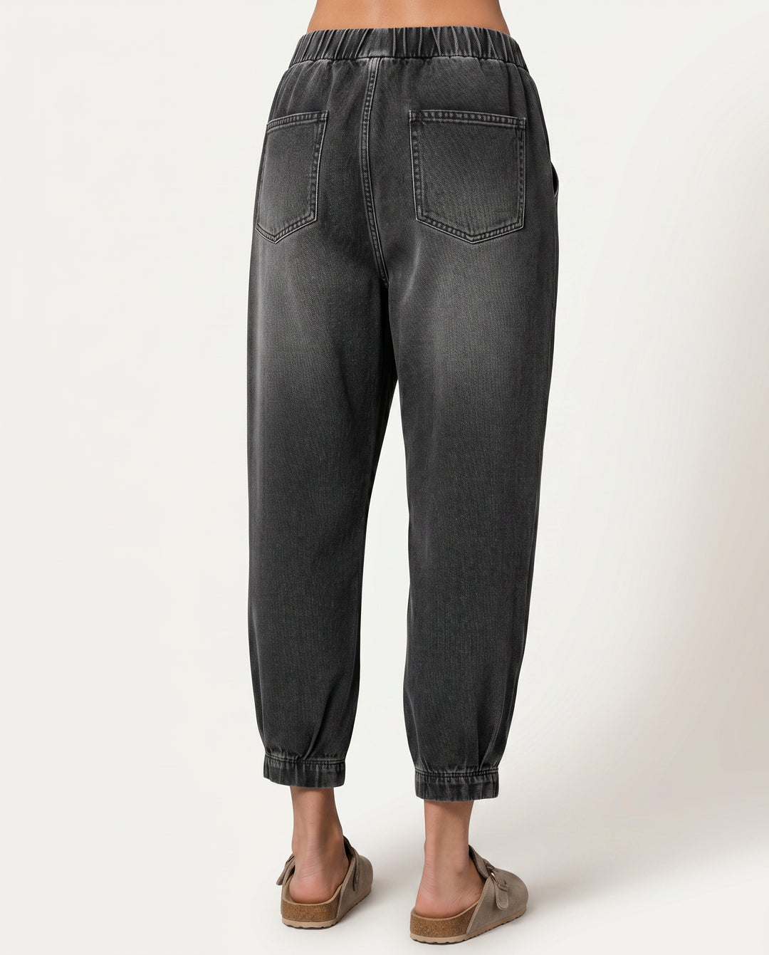 Ionebelle | Women's High-Waist Wide-Leg Tapered Jeans with Elastic Waist — 2