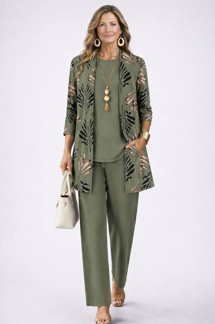 Ionesia | Women's Casual Stretch 3-Piece Set — Green