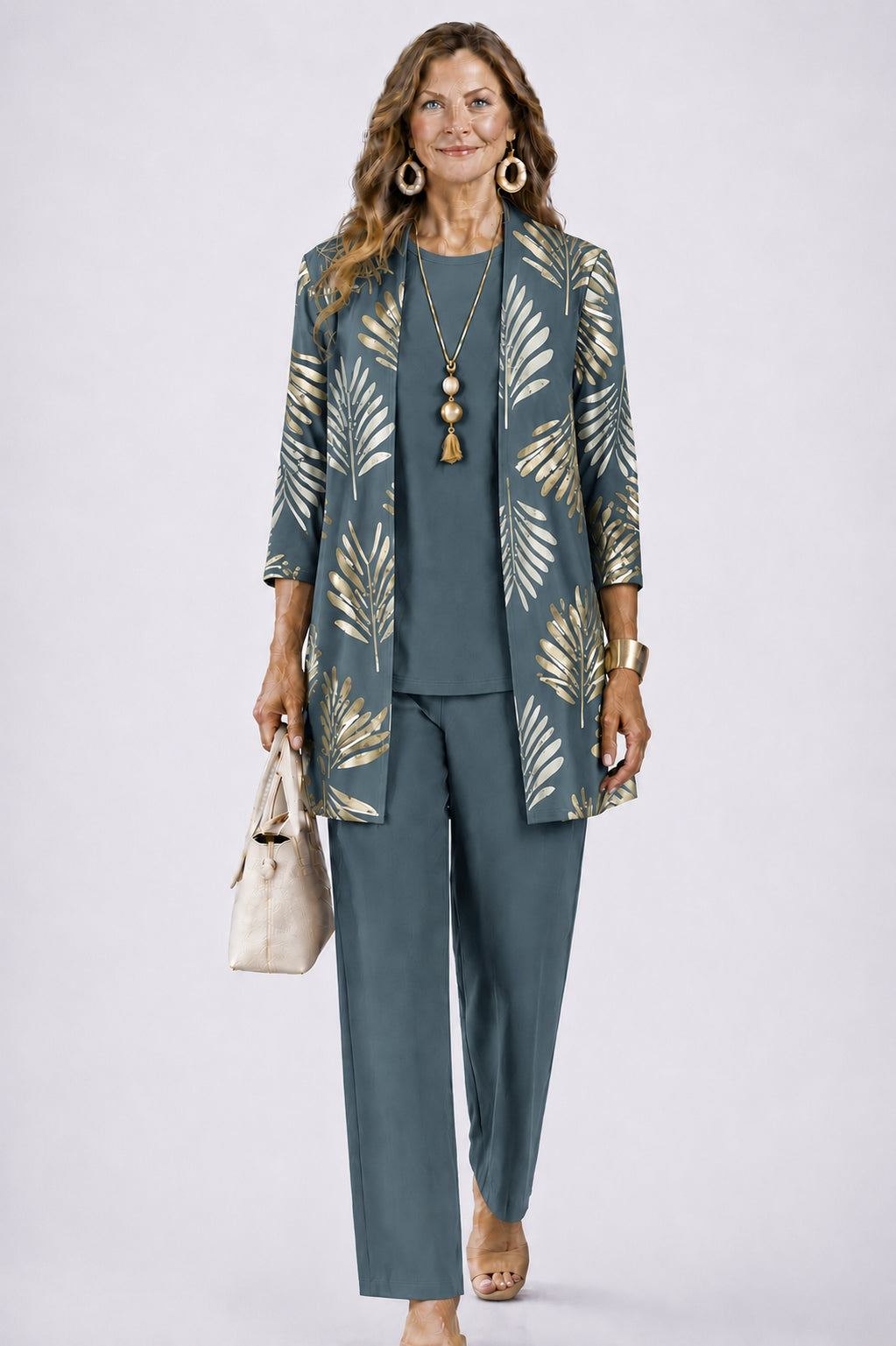 Ionesia | Women's Casual Stretch 3-Piece Set — Vintage Teal