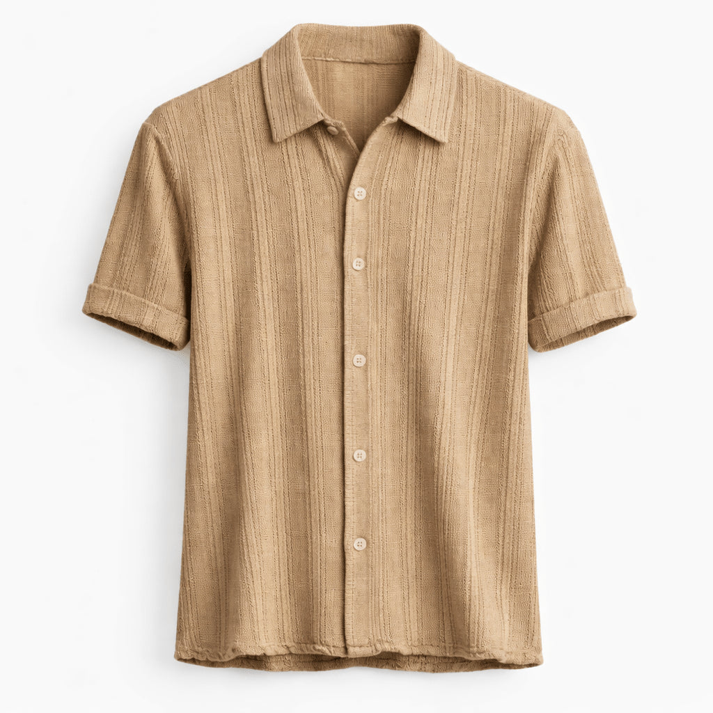 Irma | Women's Casual Stretch shirt with collar and button placket Tops — Beige