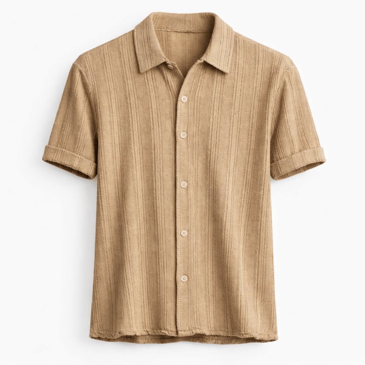 Irma | Women's Casual Stretch shirt with collar and button placket Tops — Beige