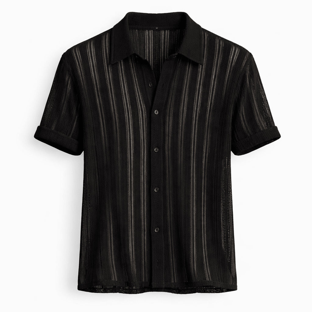 Irma | Women's Casual Stretch shirt with collar and button placket Tops — Schwarz