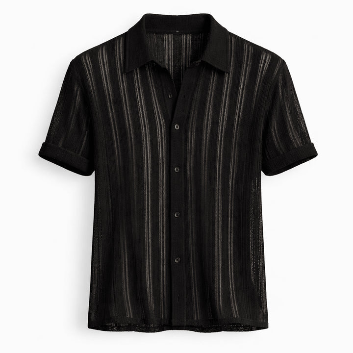 Irma | Women's Casual Stretch shirt with collar and button placket Tops — Schwarz