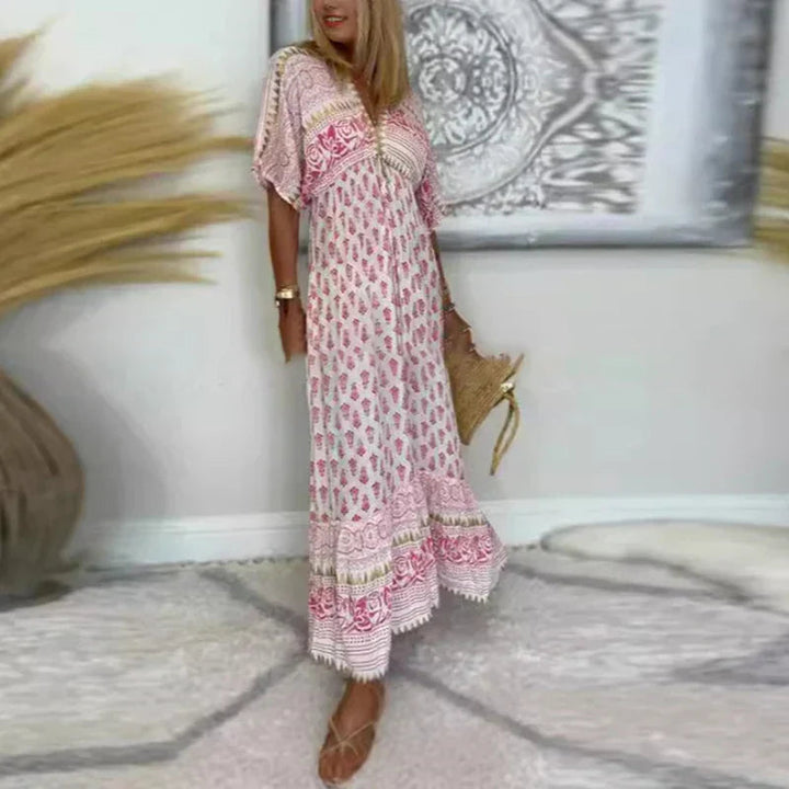 Isabeau | Women's Wedding Guest Elegant Boho Print Maxi Dresses — 2