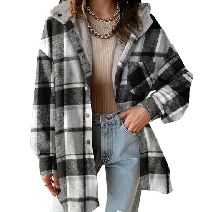 Ivocine | Women's Teddy Bear Cozy Flannel Jacket — Black