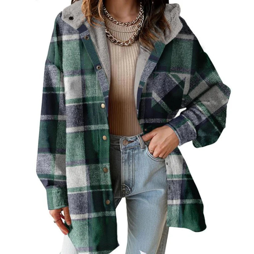 Ivocine | Women's Teddy Bear Cozy Flannel Jacket — Green