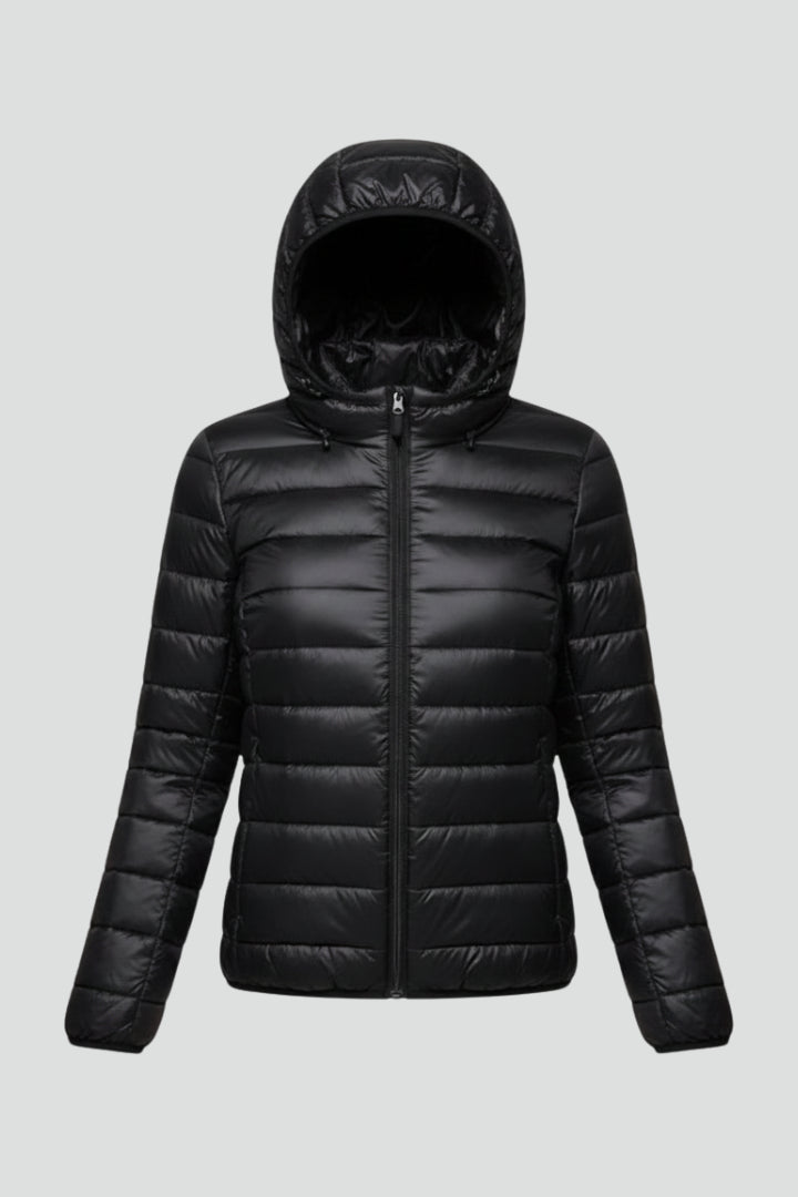 Ivoienne | Women's Hooded Jacket with Zip Fastening and Quilted Surface — 1