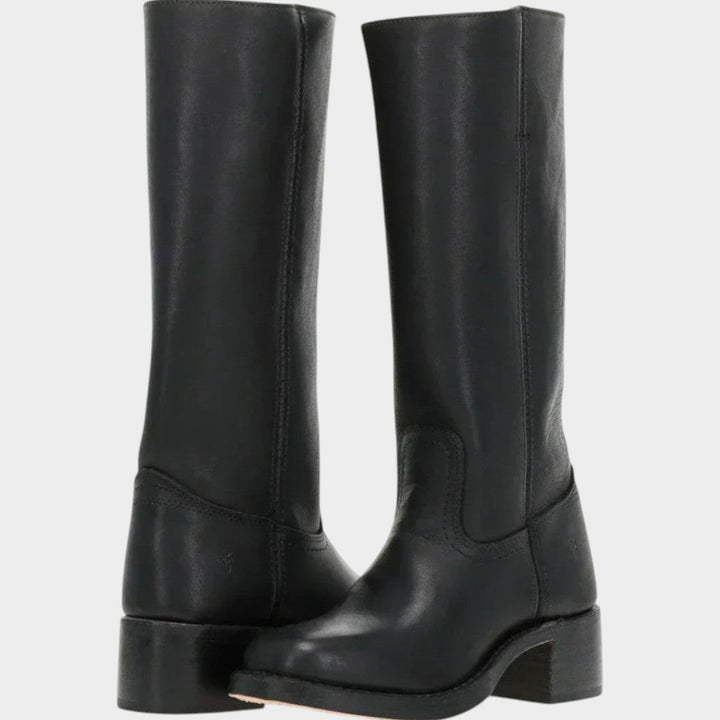 Ivorara | Women's Leather Block Heel Knee High Cowboy Boots