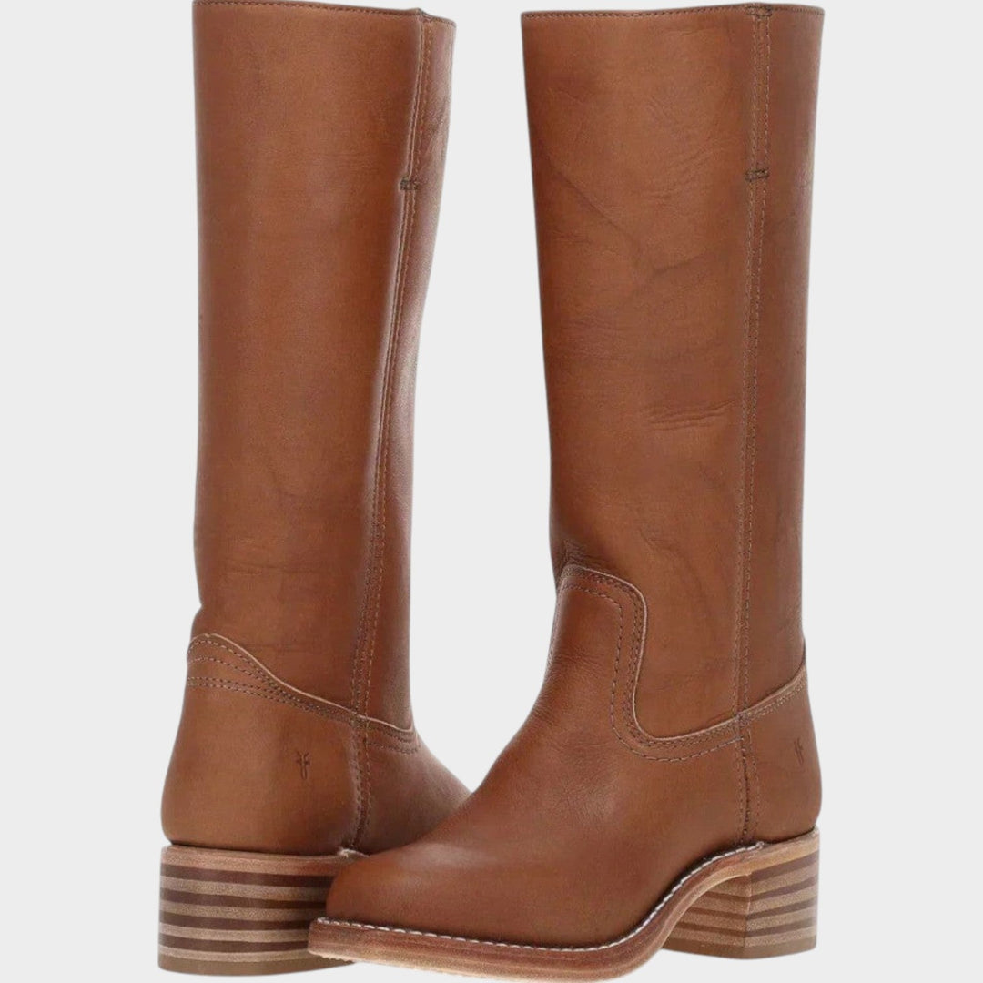 Ivorara | Women's Leather Block Heel Knee High Cowboy Boots