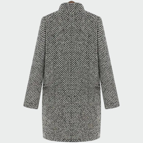 Joralyn | Women's Casual Stretch Houndstooth Longline Tailored Coat Top — 2