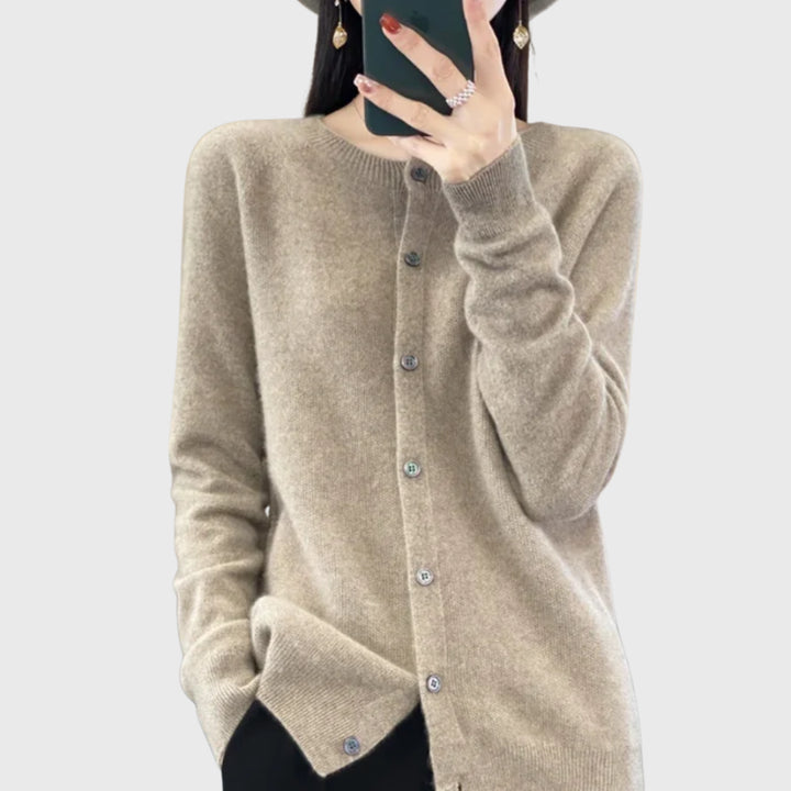 Jorastine | Women's Knit Cozy Merino Cardigan Sweaters — Brown