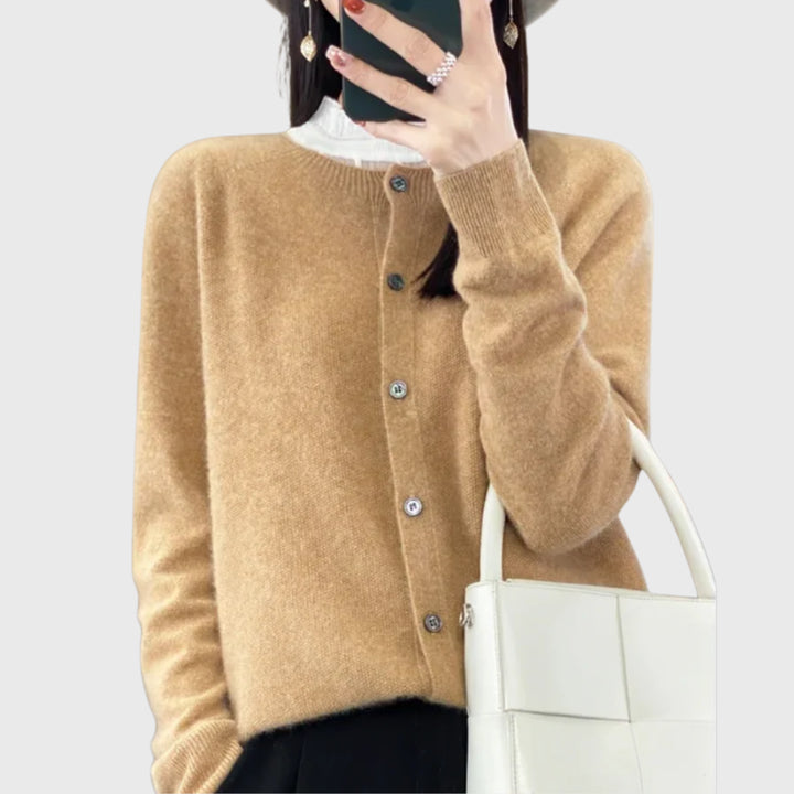 Jorastine | Women's Knit Cozy Merino Cardigan Sweaters — Camel