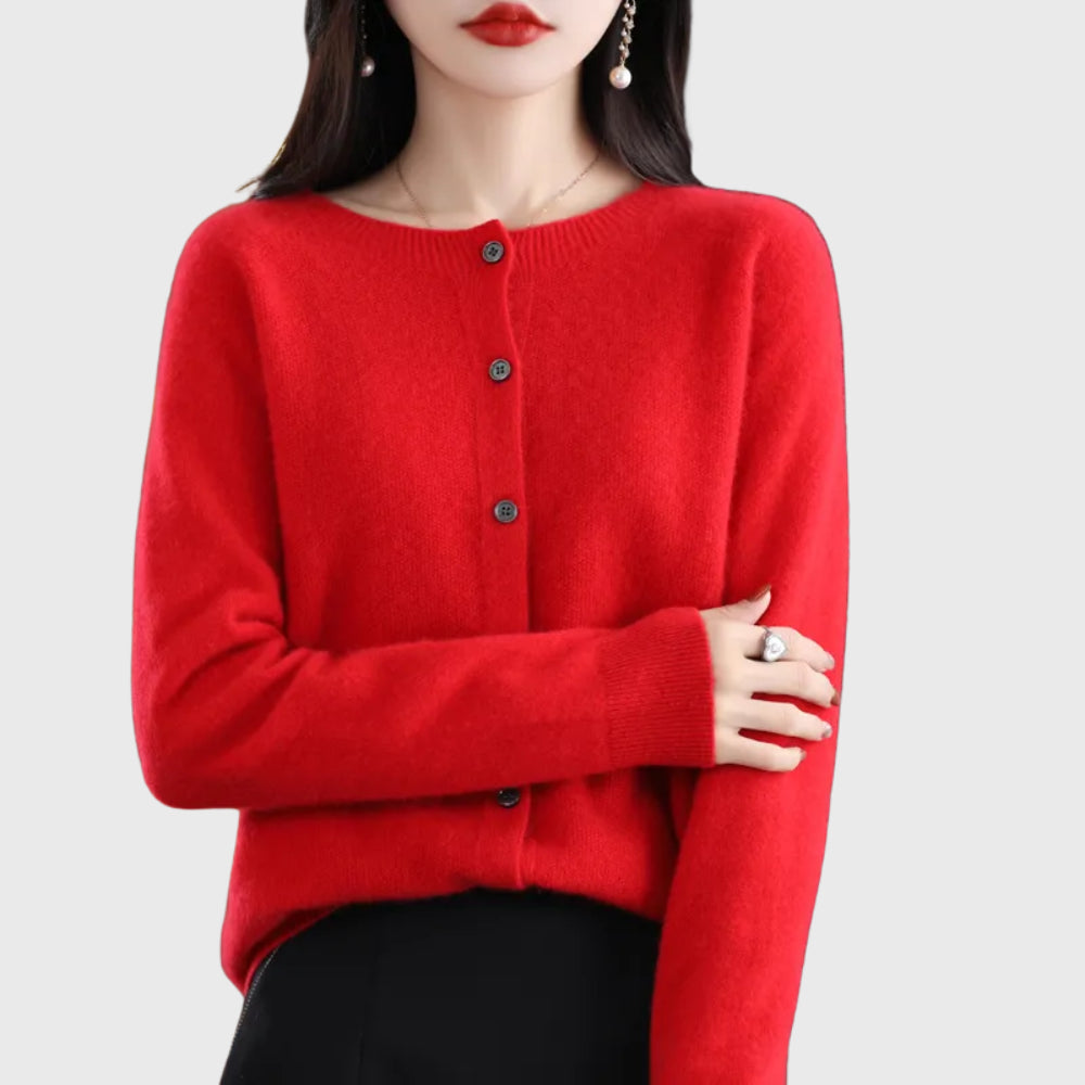 Jorastine | Women's Knit Cozy Merino Cardigan Sweaters — Red