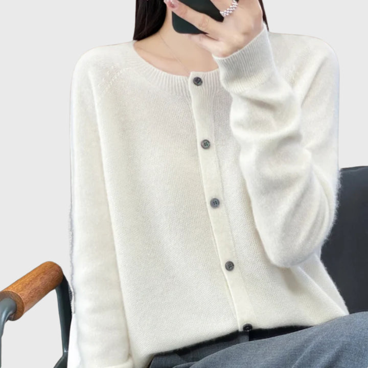 Jorastine | Women's Knit Cozy Merino Cardigan Sweaters — White