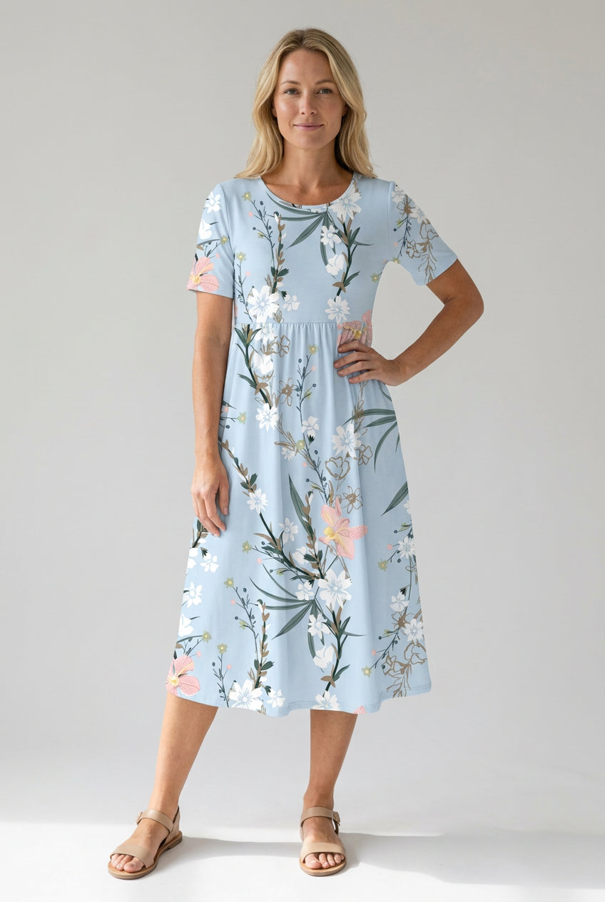 Josephina | Women's Wedding Guest Elegant Printed Floral Midi Dresses — 1