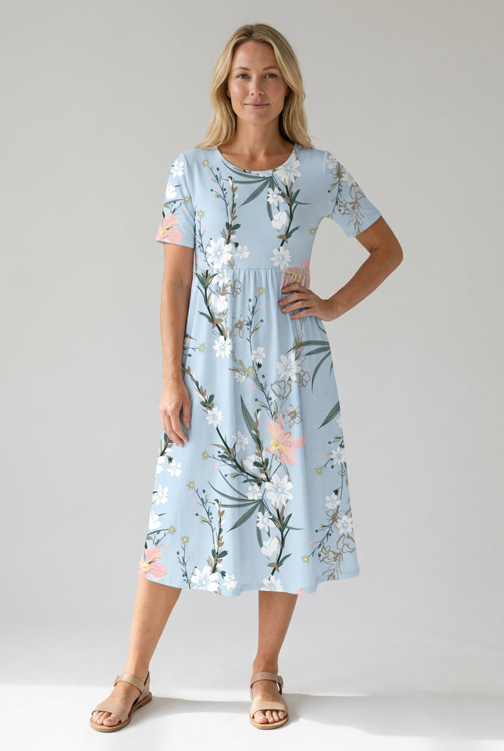 Josephina | Women's Wedding Guest Elegant Printed Floral Midi Dresses — 1