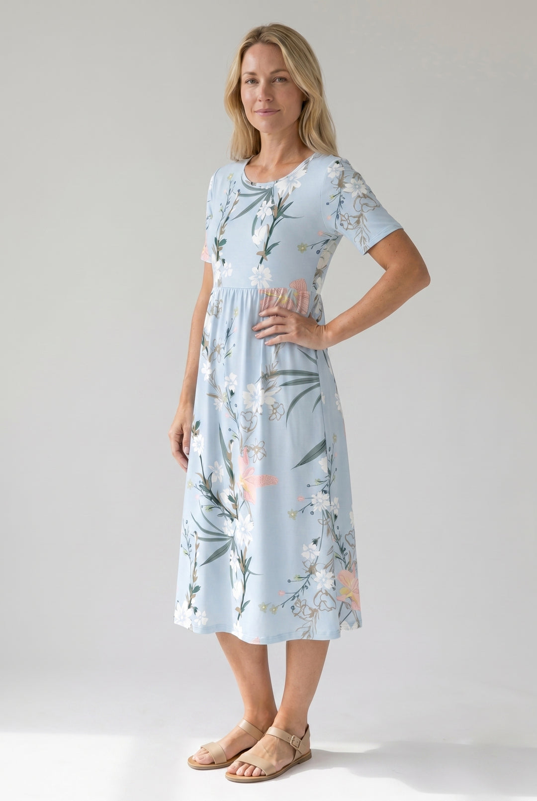 Josephina | Women's Wedding Guest Elegant Printed Floral Midi Dresses — 2