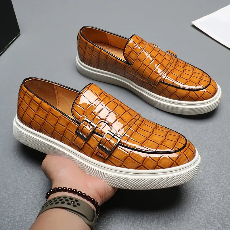 Josssia | Women's Croc Print Buckle Orthopedic Slip-On Loafers