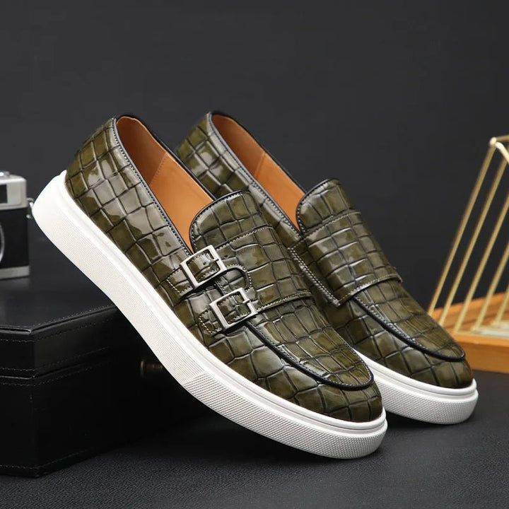 Josssia | Women's Croc Print Buckle Orthopedic Slip-On Loafers