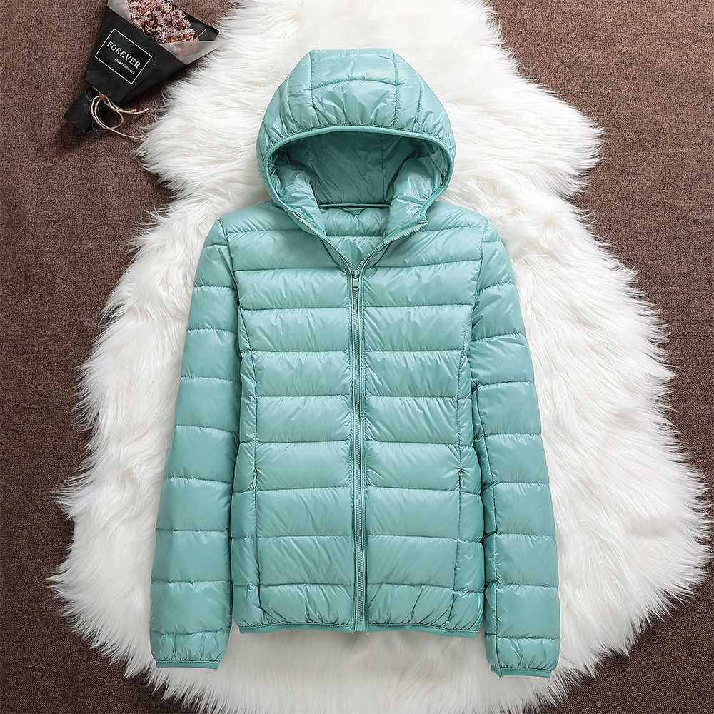 Junoana | Women's Hooded Quilted Puffer Jacket — Turquoise