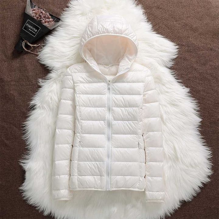 Junoana | Women's Hooded Quilted Puffer Jacket — White