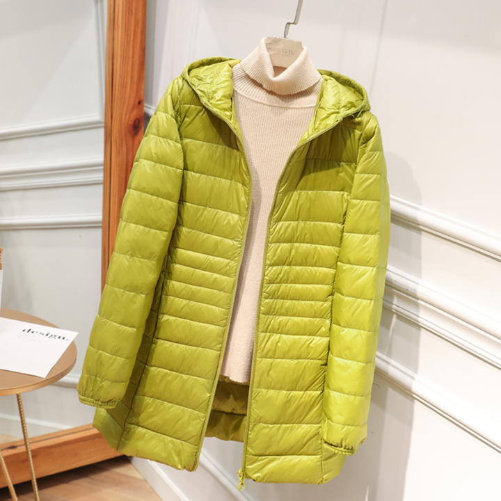 Junoana | Women's Hooded Quilted Puffer Jacket — Yellow