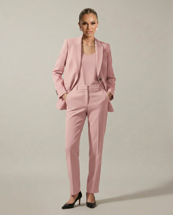Junoanthe | Women's Tailored Single-Button Blazer Set with Straight-Leg Trousers — Pink