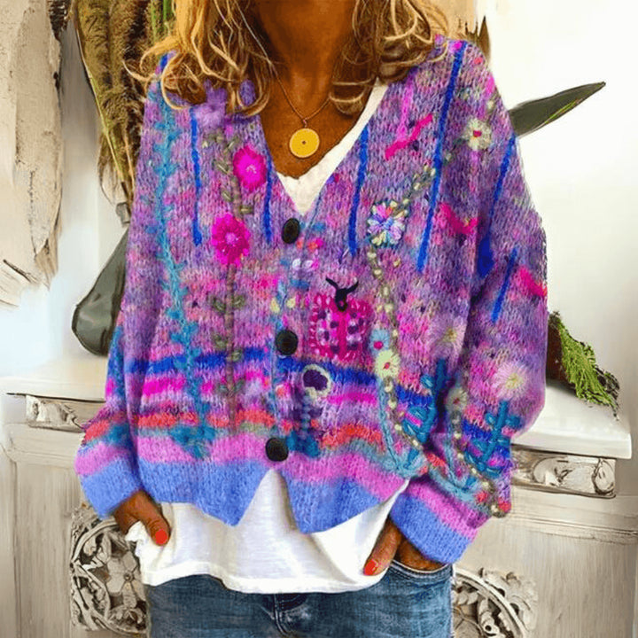 Junoella | Women's Cozy Knit Cardigan Sweaters — Purple