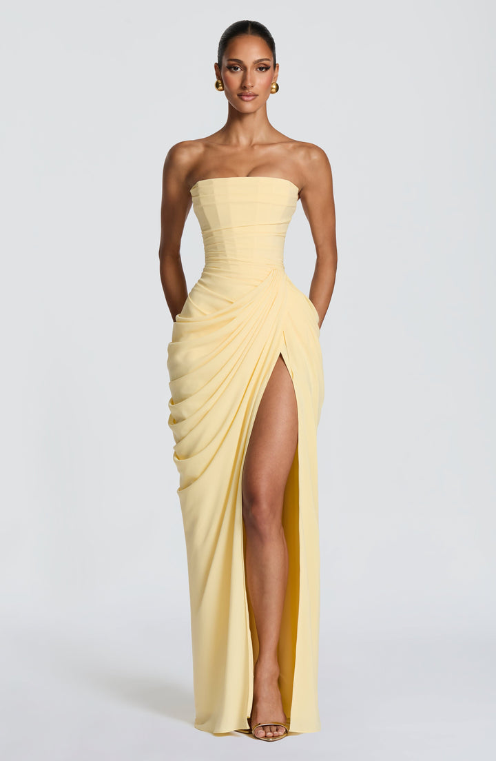Junomora | Women's High-Waist Strapless Corset Maxi Dress With Chiffon Skirt — 1