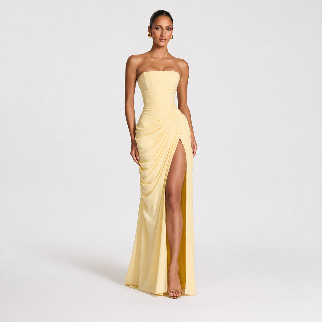 Junomora | Women's High-Waist Strapless Corset Maxi Dress With Chiffon Skirt — 2