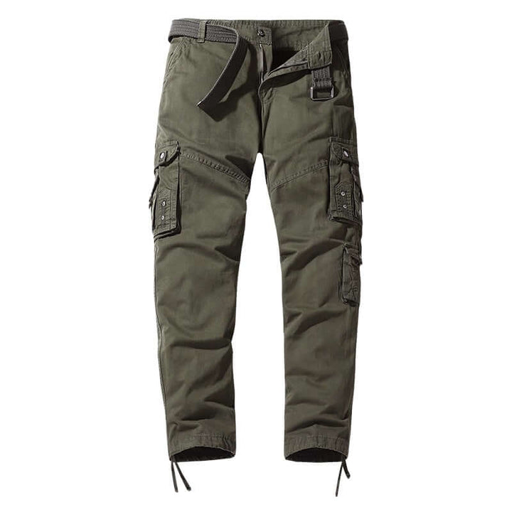 Kassia | Women's Wide-Leg Linen Relaxed Fit Cargo Trousers with Adjustable Cuffs Pants — Green