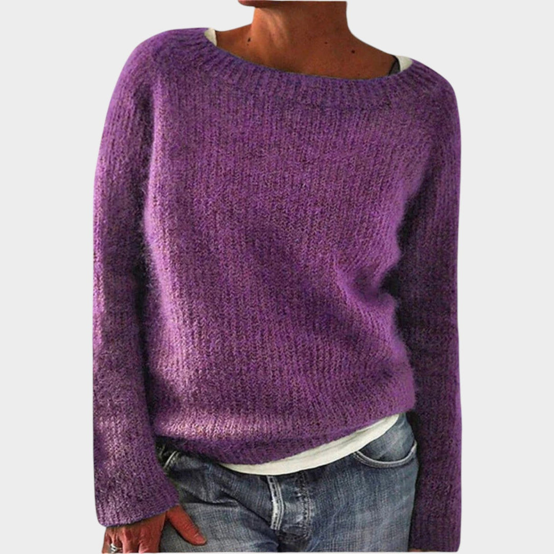 Kelvetta | Women's Cozy Cashmere Sweater Soft Textured Design — Purple