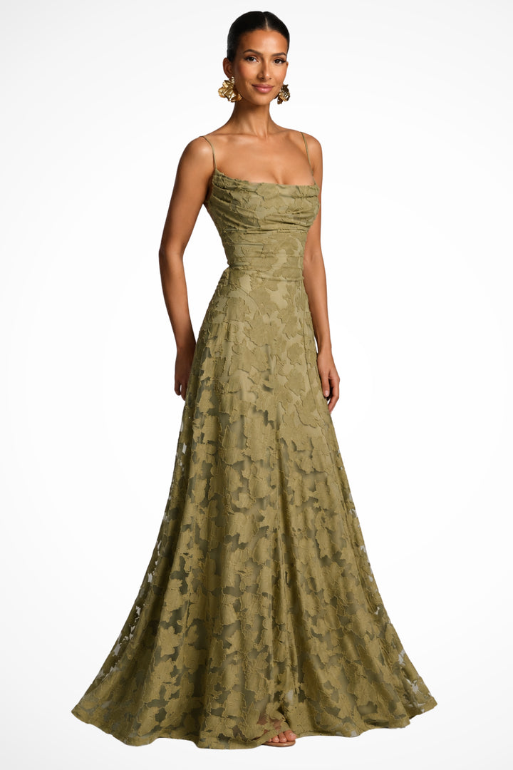 Kesiaine | Women's Elegant Cowl Neck Floral Lace Wedding Guest Maxi Dress — 2XL