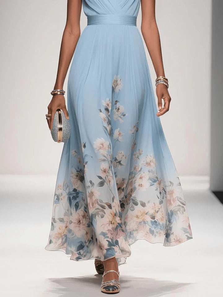 Floral long dress product shot colored background