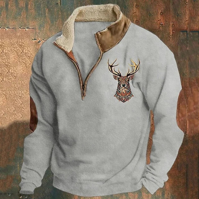 Konstantin | Men's Knit Cozy Quarter Zip Fleece sweater — Grey