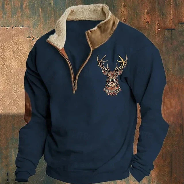 Konstantin | Men's Knit Cozy Quarter Zip Fleece sweater — Navy Blue