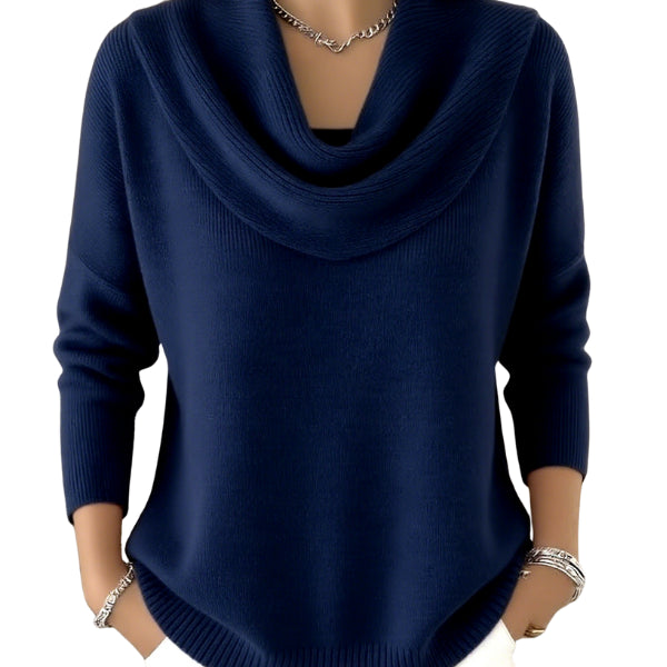 Laelina | Women's Knit Cozy Feminine, Soft, and Refined Sweater — Dark Blue